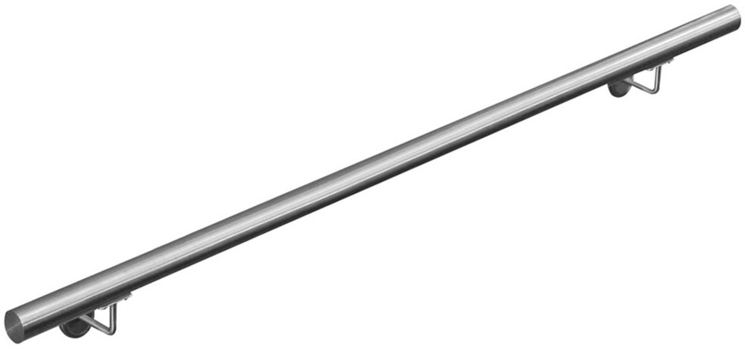 V2Aox RVS leuning / trapleuning, diameter: 4,2 cm, roest- en weerbestendig, inclusief bevestigingsmateriaal en steunen