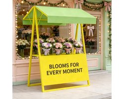 Opvouwbare Stalen Verkoopwagen met Ruim Opbergplatform – Mobiele Marktkraam Trolley voor Winkel, Markt en Straat – Ruimtebesparend en Stevig – Afmetingen: (L × B × H cm)