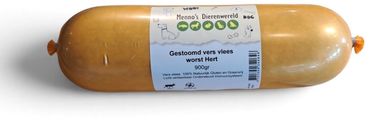 Gestoomd vers vlees worst Hert 900 gram