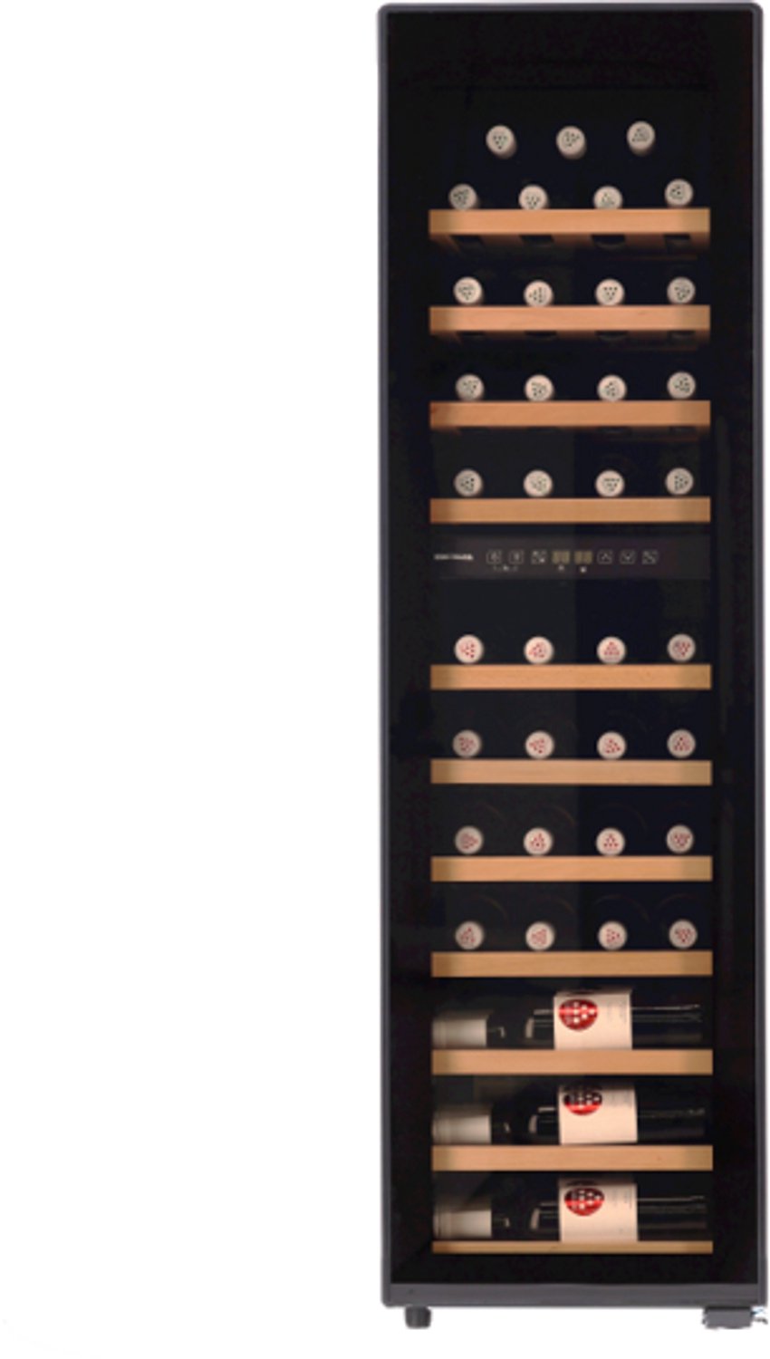 Wine Klima VDA-44 - Zwart - Geïntegreerde Greep - Wijnklimaatkast - Vrijstaand - 44 flessen - 2 zones