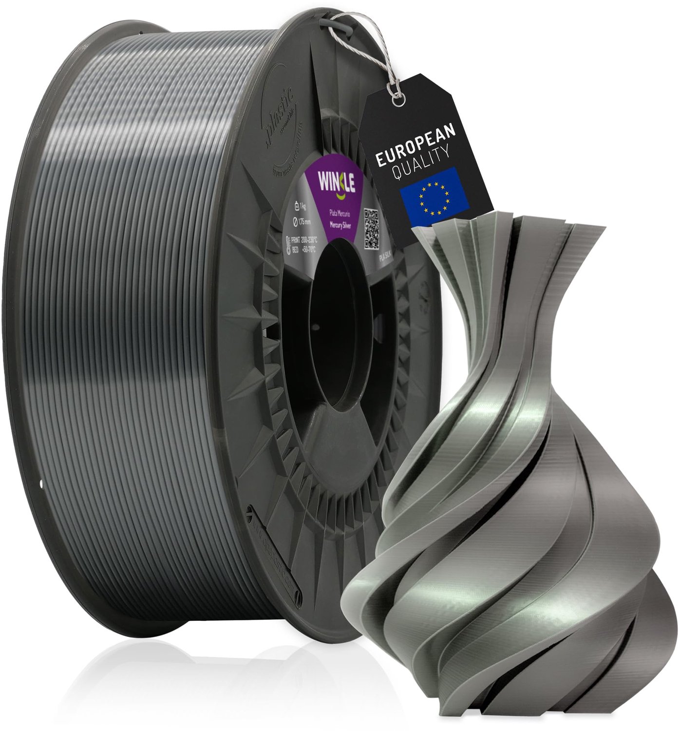 Winkle PLA Silk 3D Filament - Filament voor 3D printer - Hoge Nauwkeurigheid - Zilver - Ø 1,75 mm - 1 kg