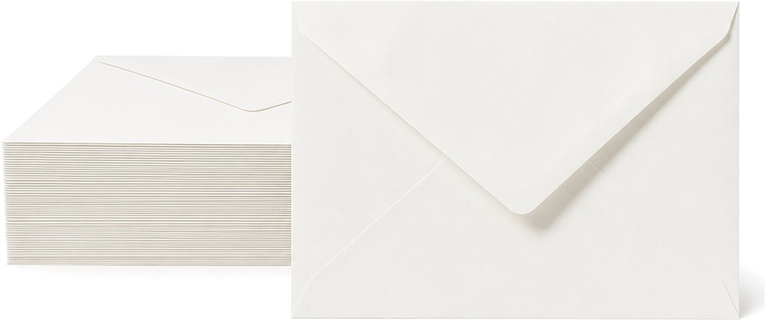 Enveloppen Gebroken Wit 18x25.2 cm - 50 stuks - 120 gram - Luxe Enveloppen A5 - Premium Wenskaart Envelop