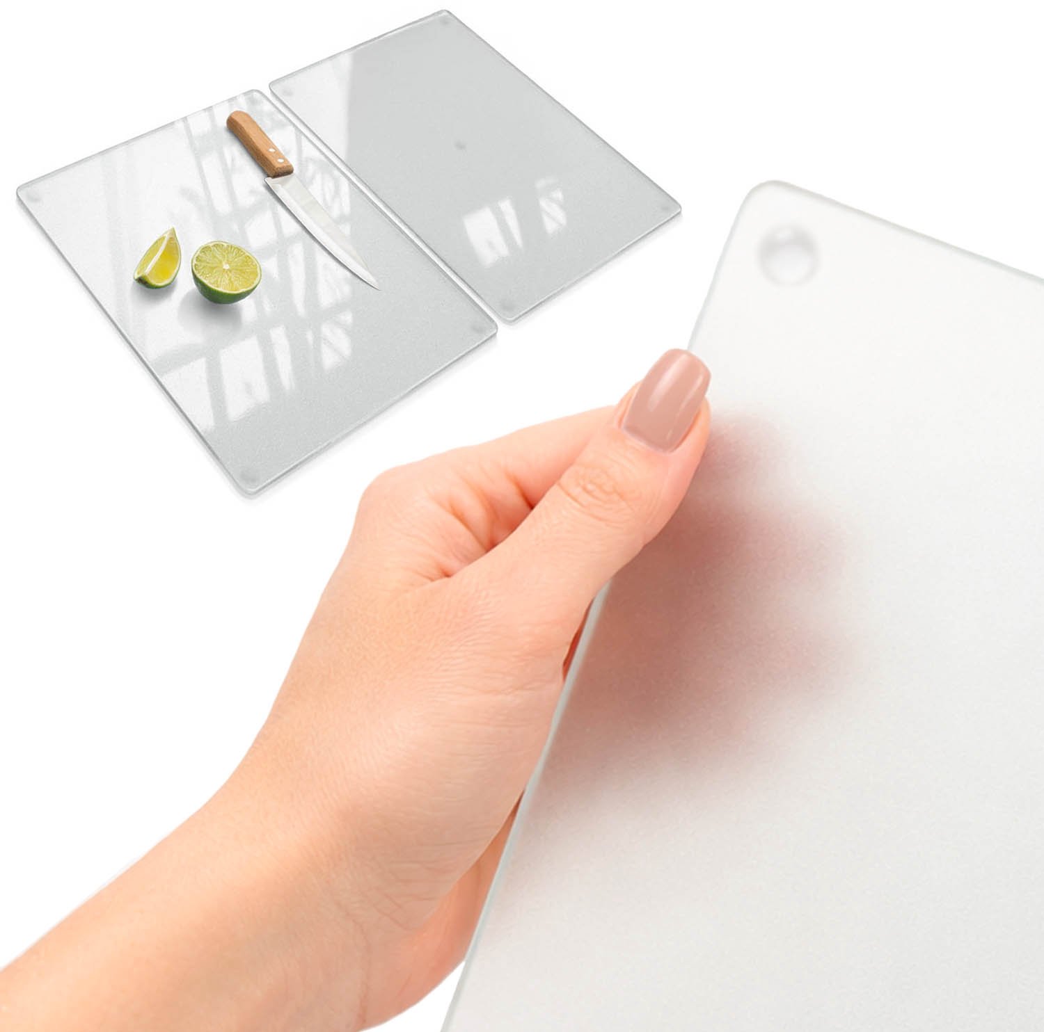ArtPrintCave - Melkglas Snijplank - 2x40x52 cm - Rechthoek Glazen Snijplank - Decoratieve Glazen Snijplank - Antislip Hakplank van Glas