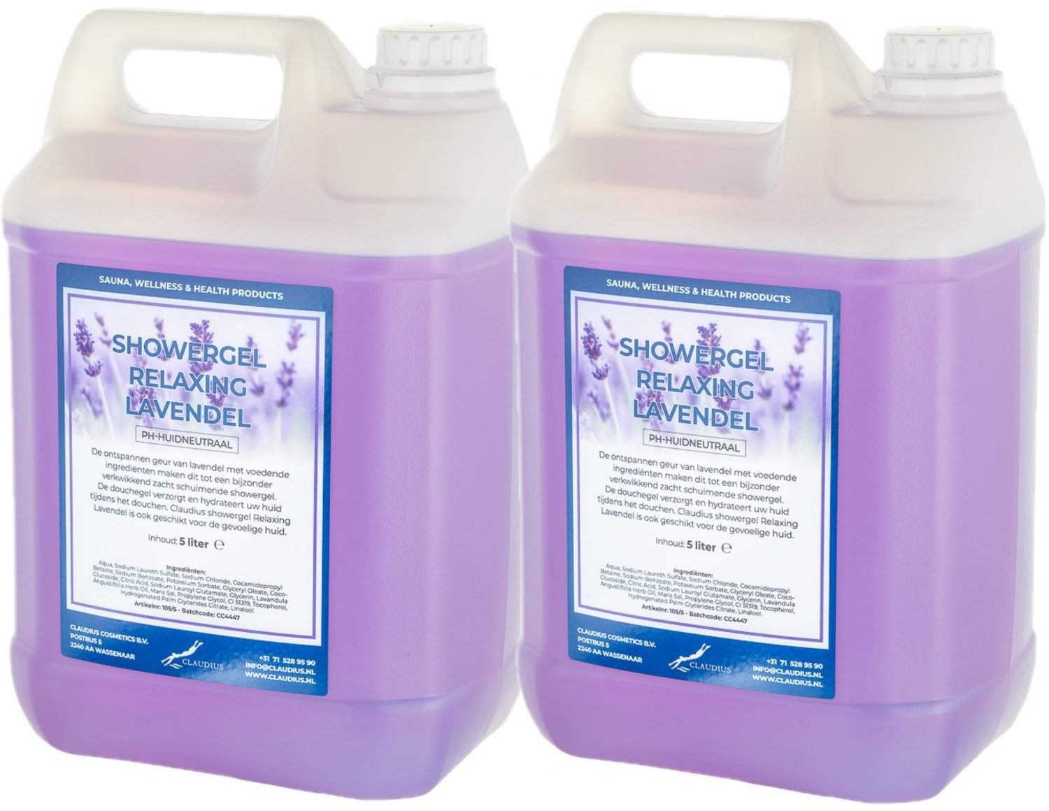 Claudius Douchegel Relaxing Lavendel 5 liter - set van 2 stuks - showergel - navulling - voordeelverpakking