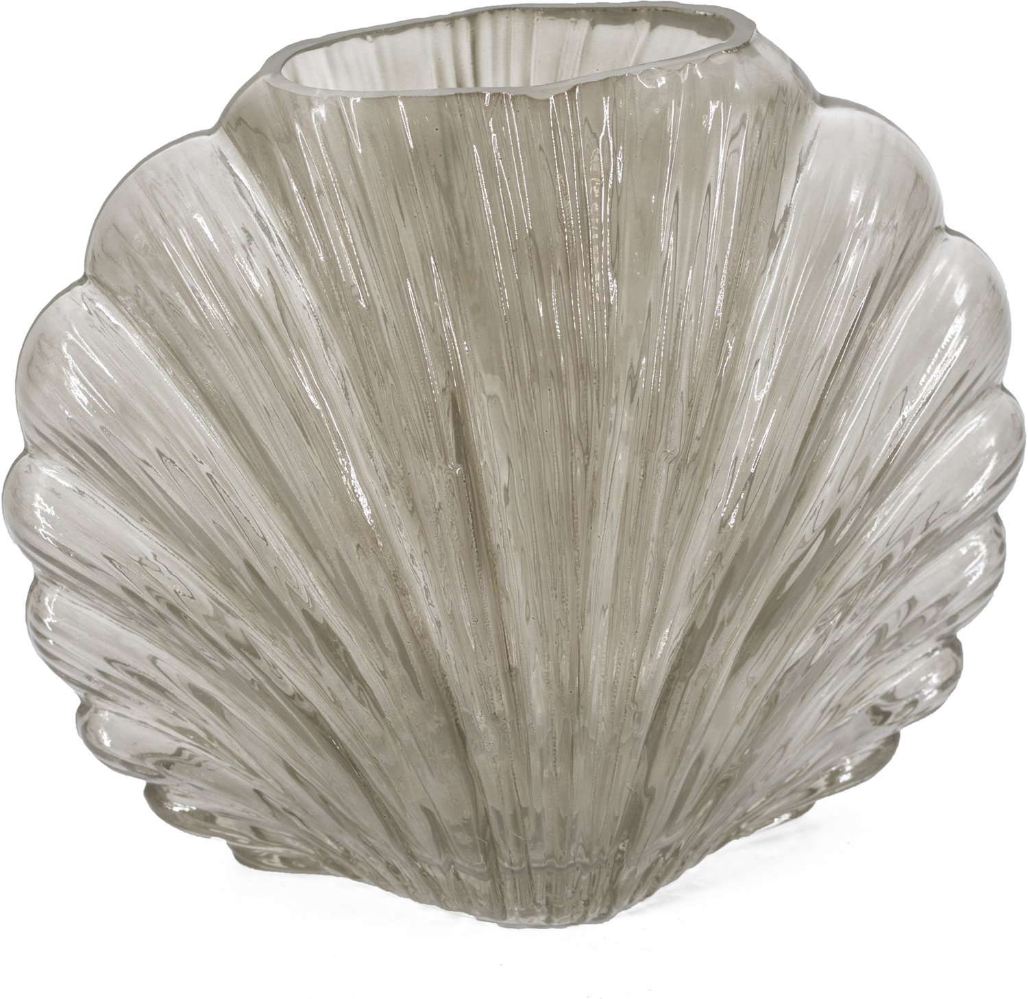 homebound by ky Glazen vaas schelp grijs | glazen vaas | 18x7.5x24cm | stijlvolle vaas