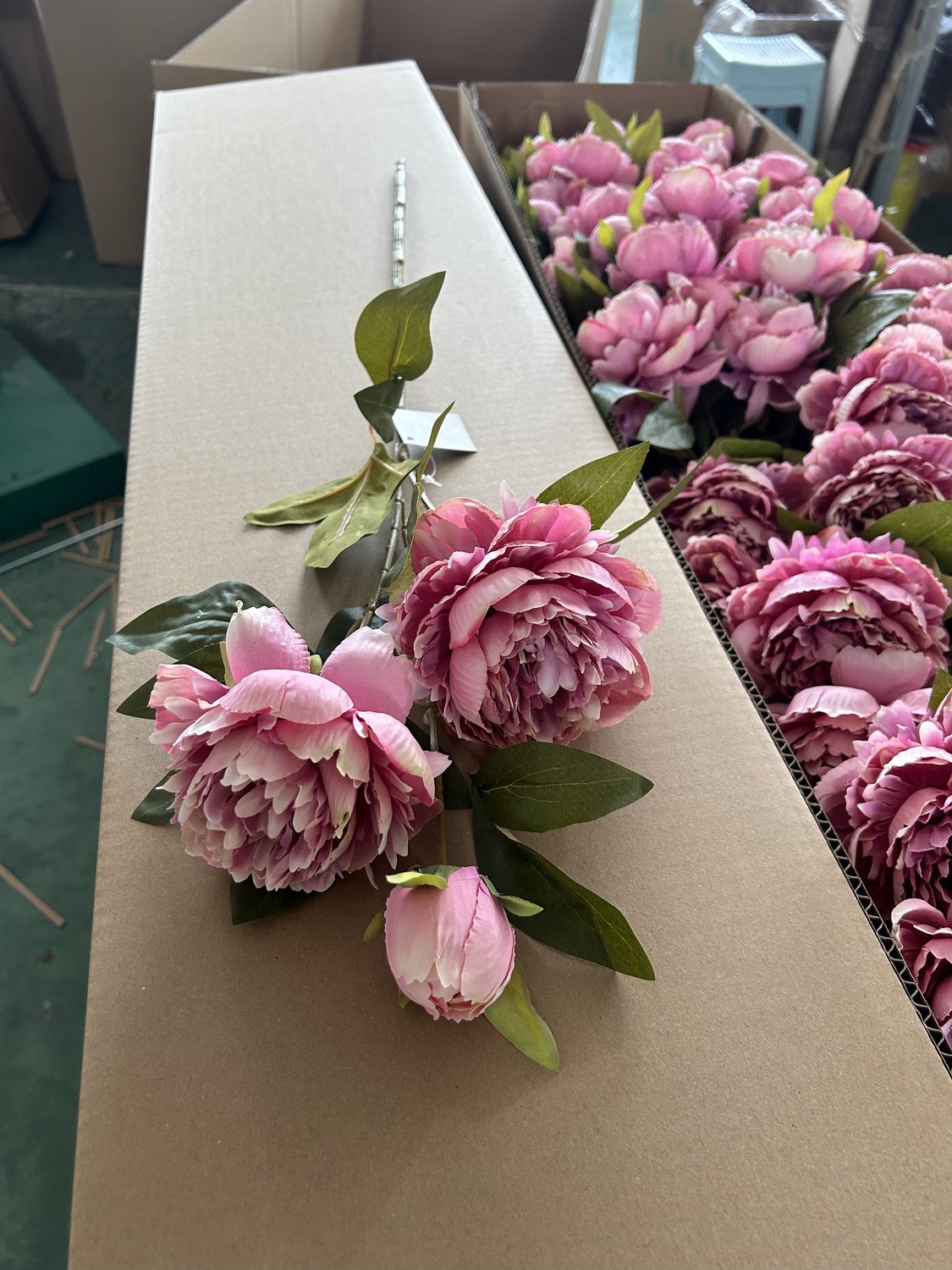 Kunstbloem pioen 74cm roze
