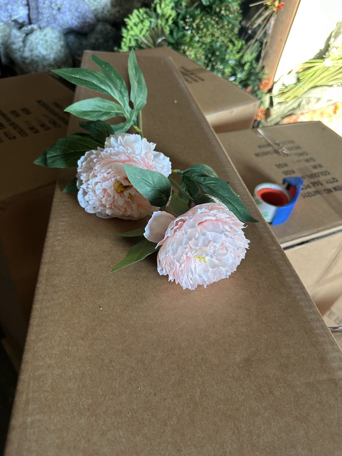 Kunstbloem pioen 74cm off-white