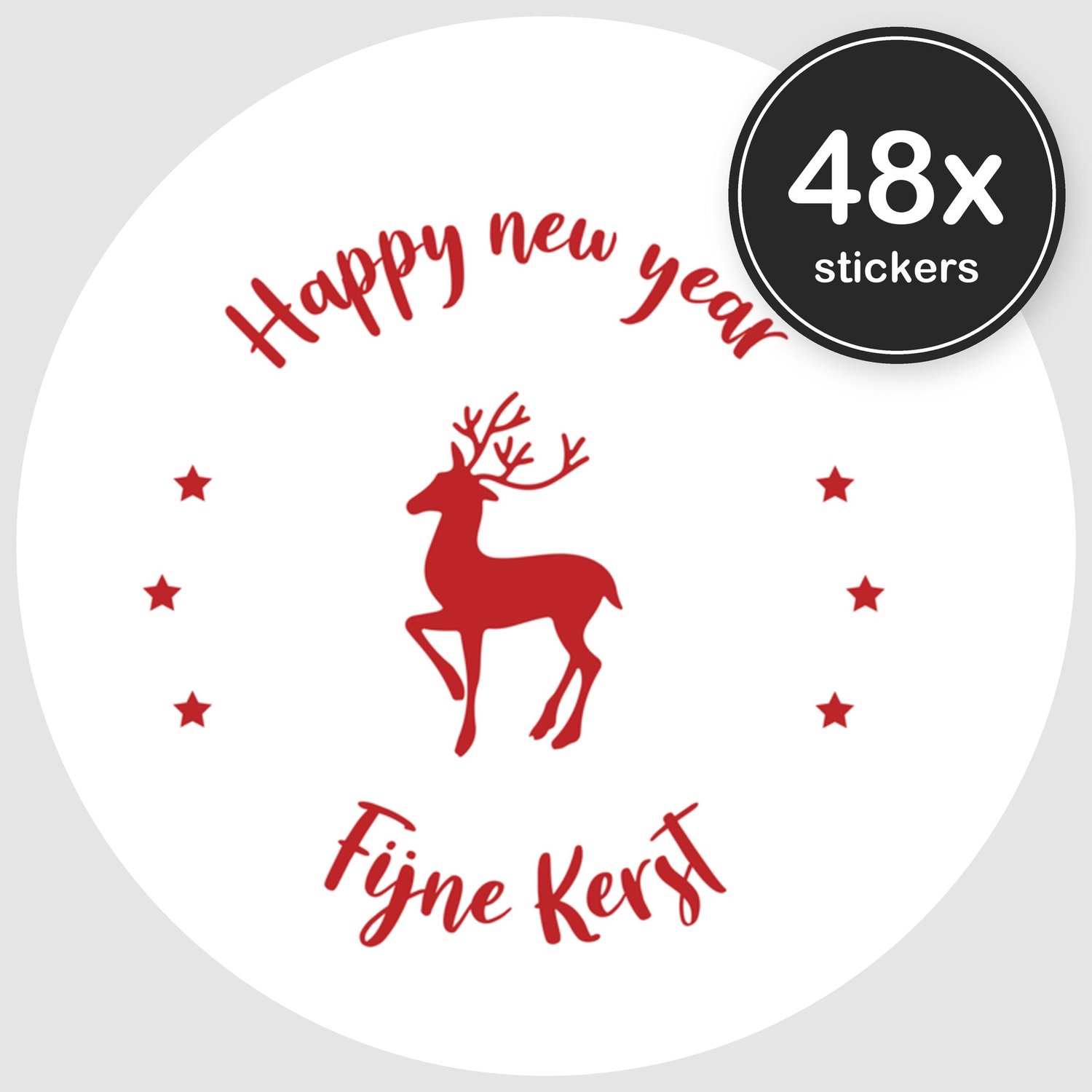 Sluitstickers Kerst - 48 stuks - Rond 30 mm - Kerststickers - Sluitzegel Kerstkaart - Design 016