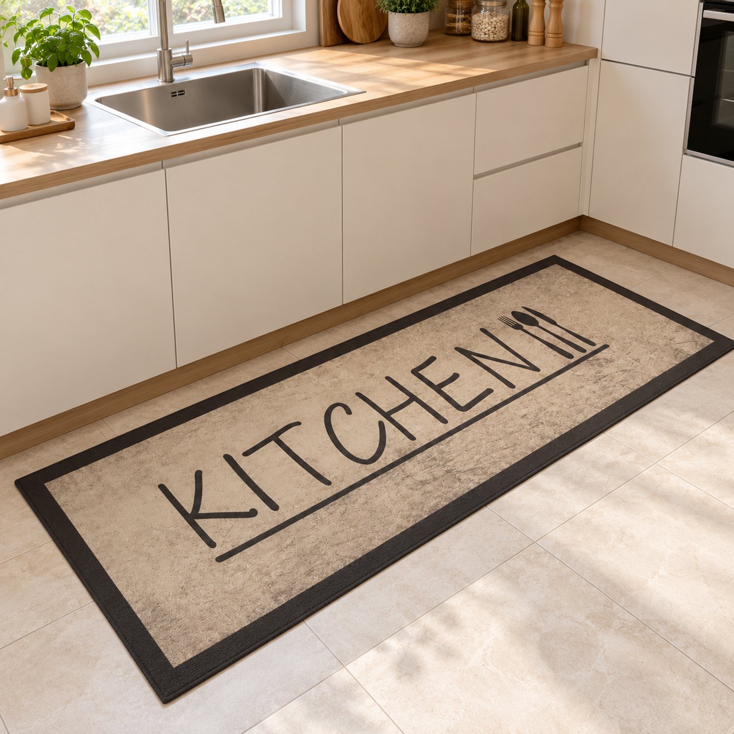 La Sheba Keukenloper Kitchen - Beige - 80x180 cm - Vloerkleden - Keuken Tapijt - Keukenmat - Loper Tapijt - Loper Vloerkleed