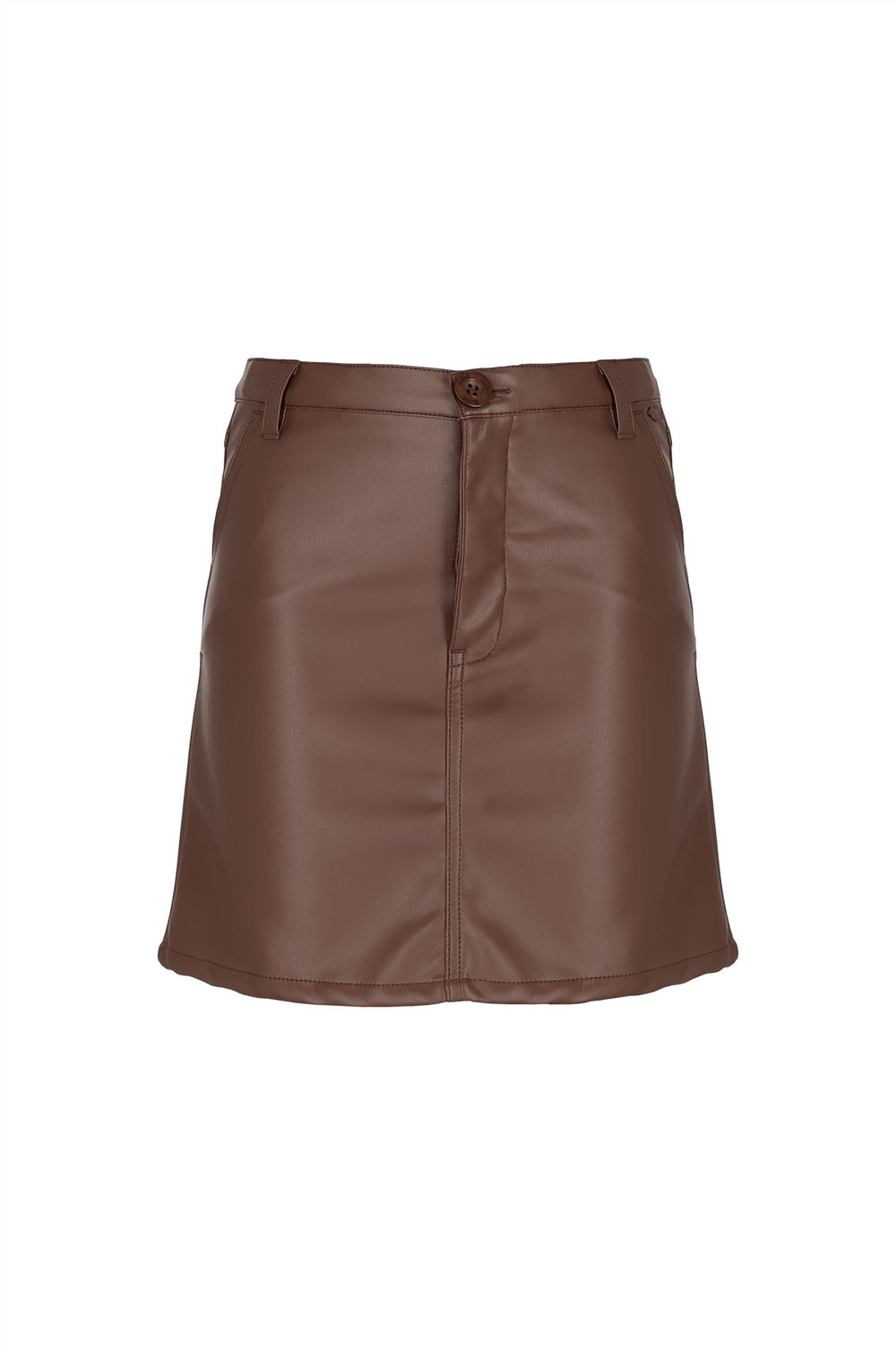 NoBell' - Nima Fake Leather Mini Skirt - Dark Chestnut Brown - Maat 146-152