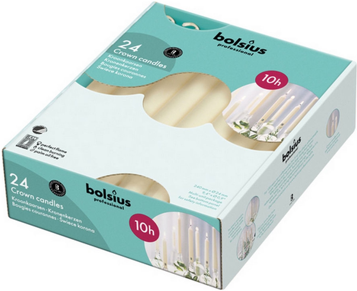 Bolsius - VOORDEELVERPAKKING - kroonkaarsen - ivoor - 96 stuks