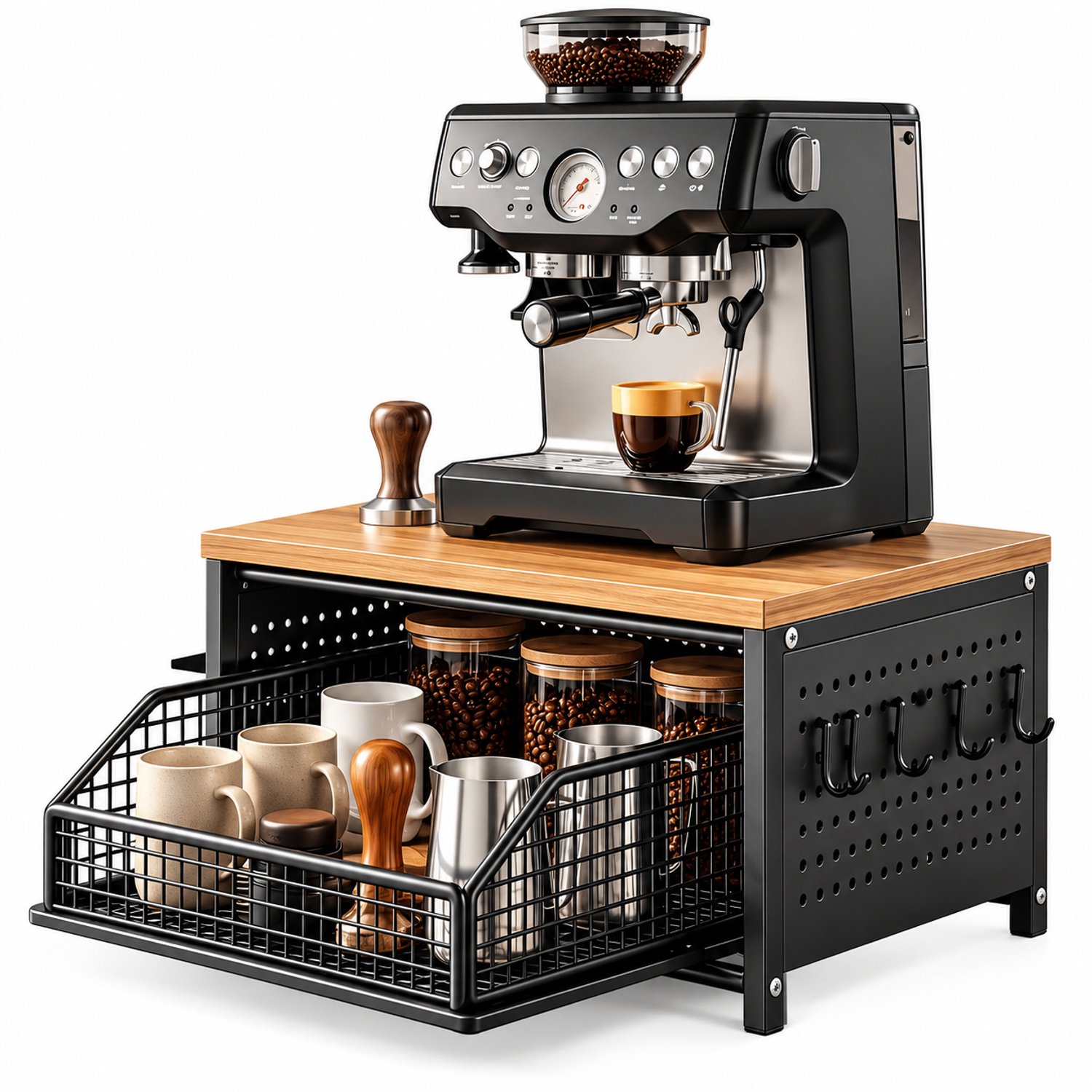 House of Balance Koffiemeubel - Keukenkastje - Ladenkastje voor Koffiecups en accessoires - Koffie Meubel - Kastje voor Koffiemachine