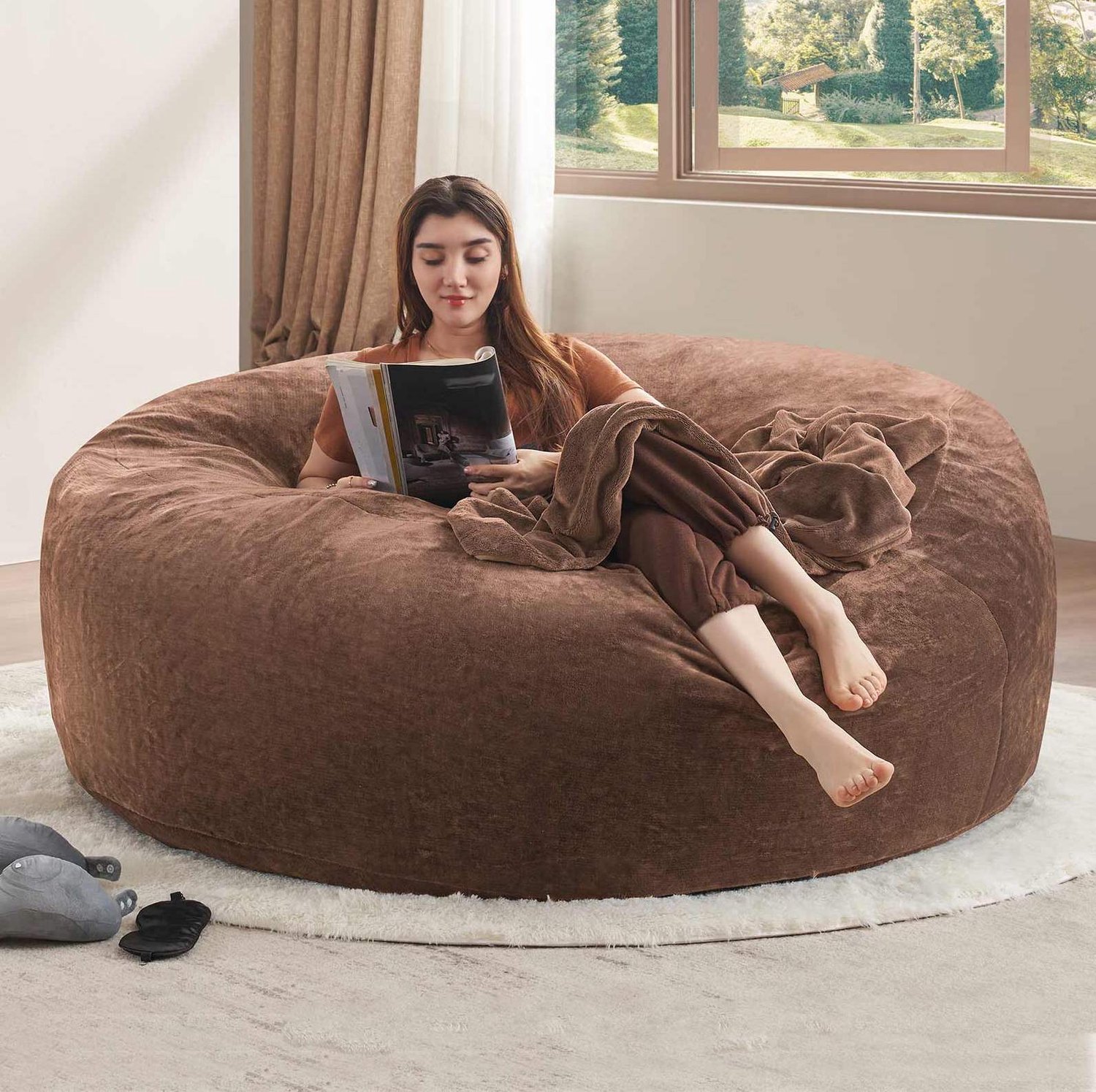 CHICFURN Zitzak - Opvouwbaar - Zonder hard frame - Coffee Koffiebruin