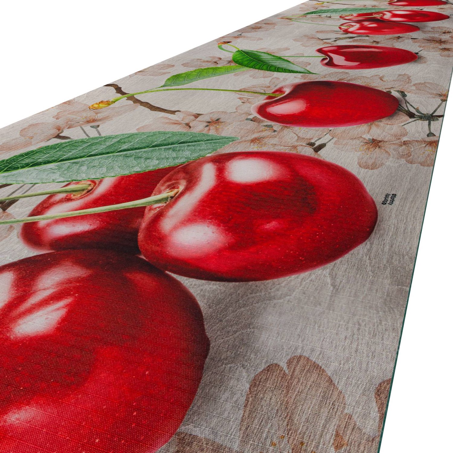 ANRO Keukenloper Kersen Grijs 220x52cm – Antislip Gangloper Tapijtloper 3 mm Laagpolig