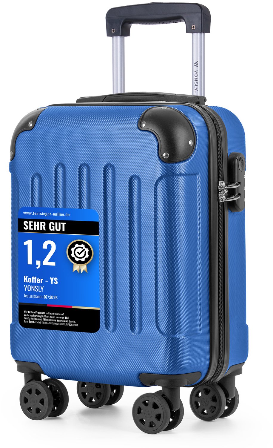YONSLY Handbagage Koffer - 46x31x20 cm - Reiskoffer 25L - Saffierblauw