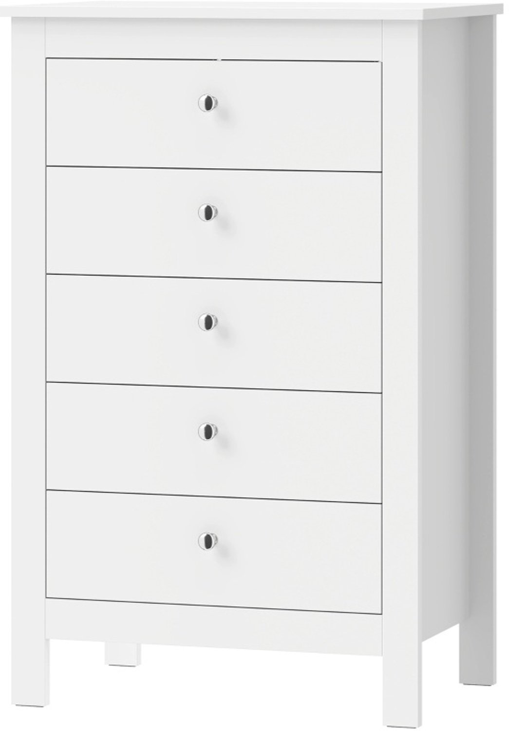 MIVRAY Ladekast - Moderne Opbergruimte Met 5 Laden - Voor Slaapkamer, Woonkamer En Hal - Hout - 60 X 39,5 X 95,3 Cm - Wit