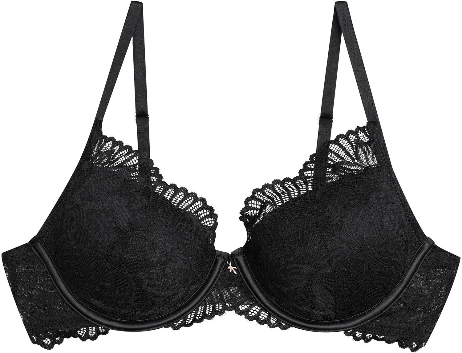 ESOTIQ Blueberry - Push-upbeha - Zwart - Kanten cups - Uitneembare vullingen Zwart;Goud