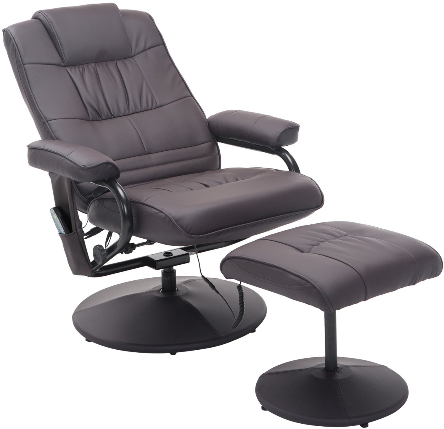 Homona Massagefauteuil met hocker - Met 10 vibratiestanden - Draaibaar - Kunstleer - 77 x 84 x 95 cm - Bruin