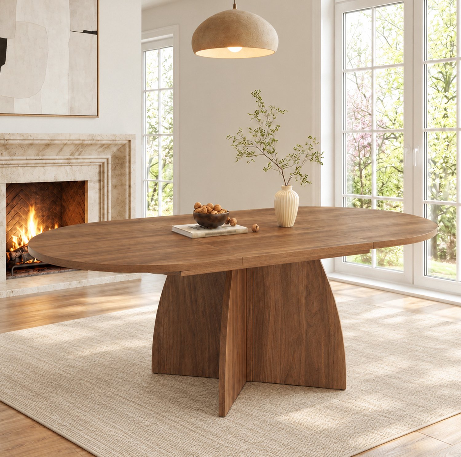 STILVORA Uittrekbare Eettafel - Flexibel Voor 4 Tot 8 Personen - Afgeronde Hoeken Voor Eetkamer - MDF - 120/180 x 90 x 75 Cm - Walnootkleur