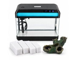 AquaImpact Premium Zelfreinigend Aquarium 26 L – Boom- 20 Filters - Decoratie - Set met 3‑in‑1 Pomp - LED & Touch Display – Timer & Dim Functie - Incl. Luchtbevochtiger - Garnalen Aquarium
