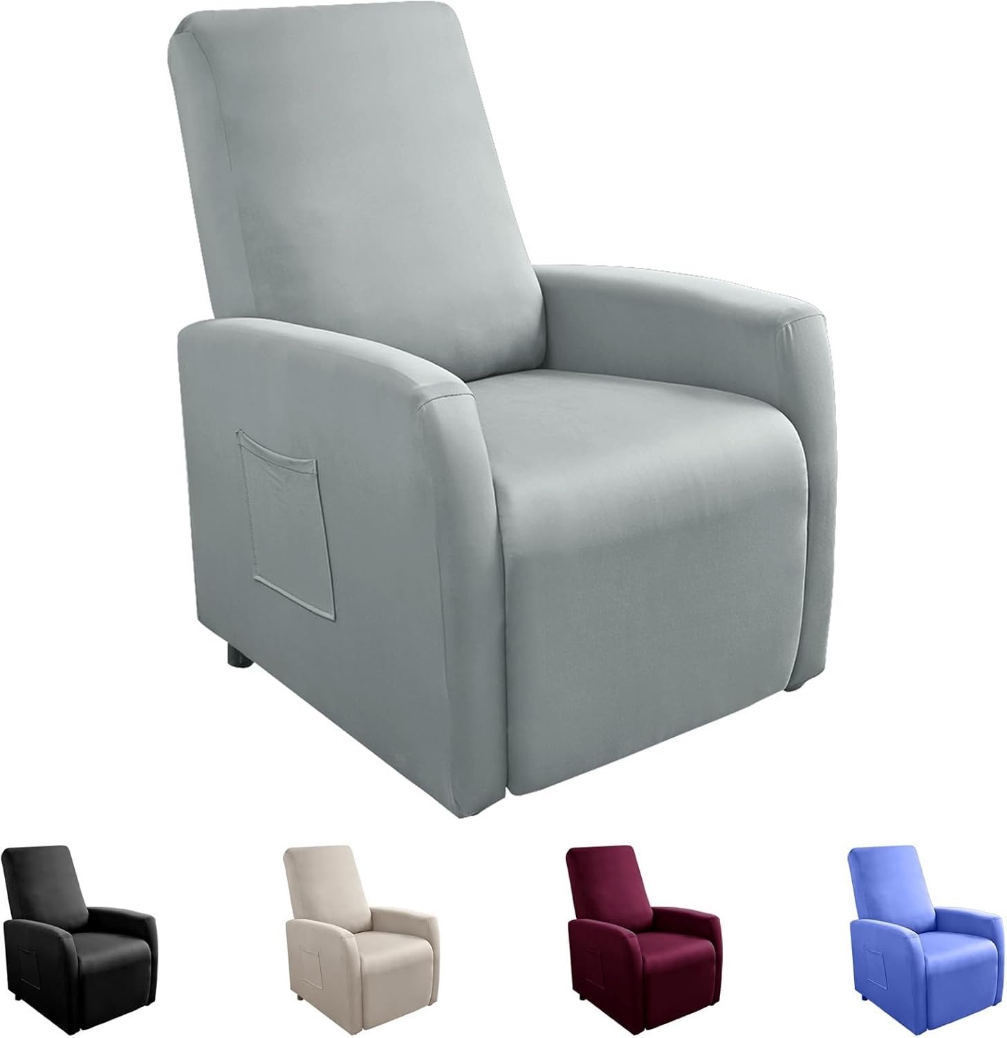 Waterdichte Stretch Hoofdkussenhoes met Pocket – Bescherming voor Relaxfauteuil, Elastische Hoes voor Woonkamer, Wasbare Fauteuilcover in Lichtgrijs