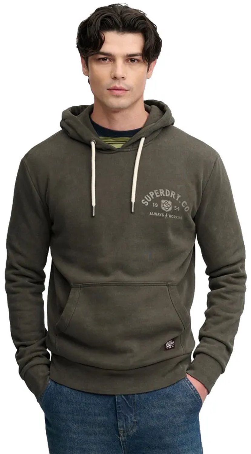 Superdry Vintage Biker Hoodie relaxed pasvorm Heren Hoodies Grijs