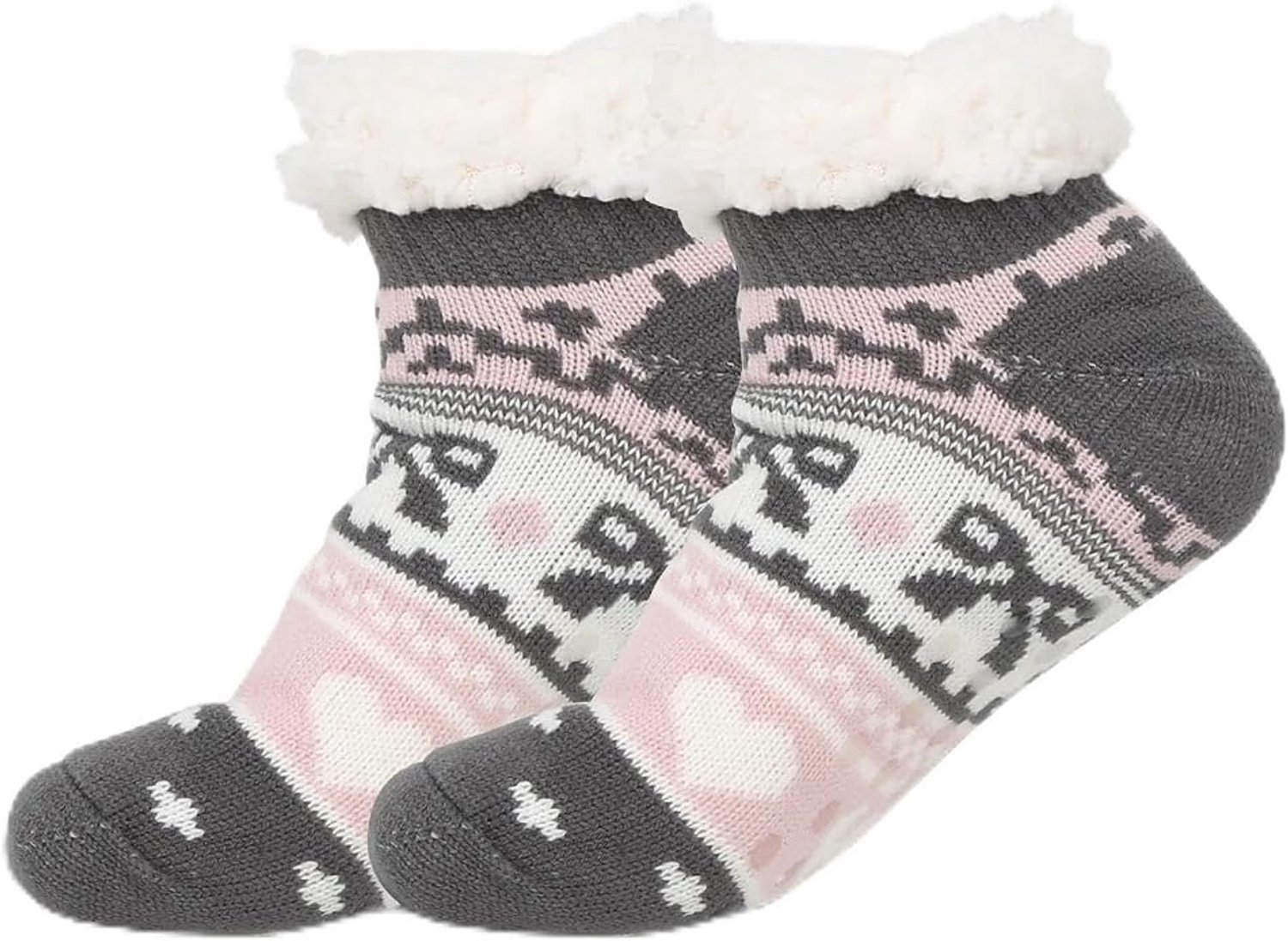 HisKes Superzachte antislip vloersokken Dames vloer sokken Warme wintersokken Binnensokken Verdikte warme fleece sokken voor dames Elastisch Geschikt voor voeten van ongeveer 28 cm lang Maten 36-42 Roze