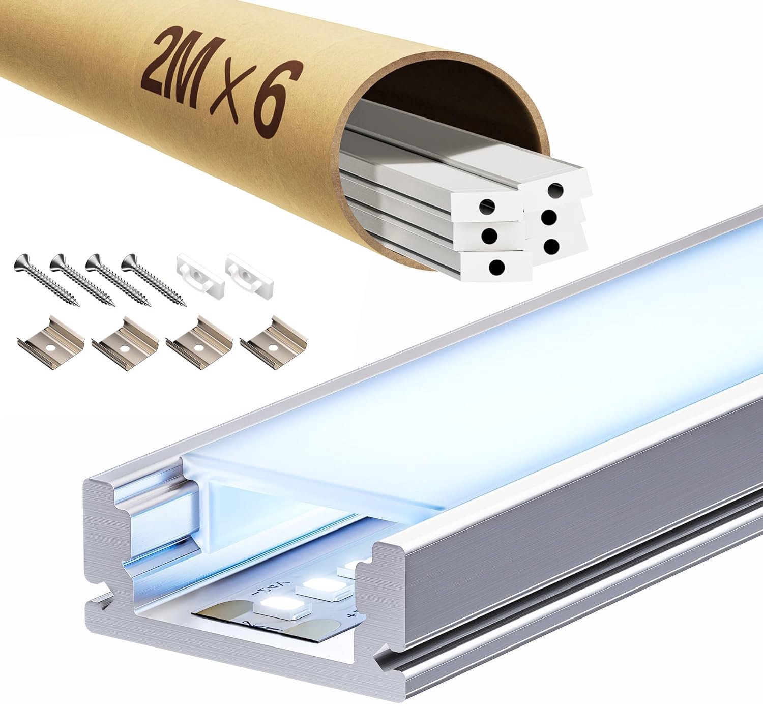Riserva-LED Profiel-Aluminium Profiel voor LED Strip-Met Acryl Diffuser-Montabel-2m 6 Stuks