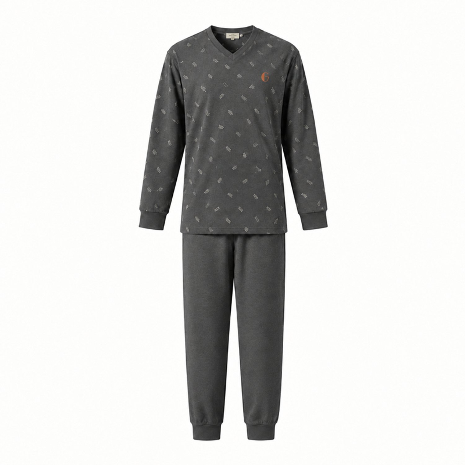 Gentlemen - warme heren pyjama 114340 - extra aangeruwde pyjamaset - antraciet - maat XXL