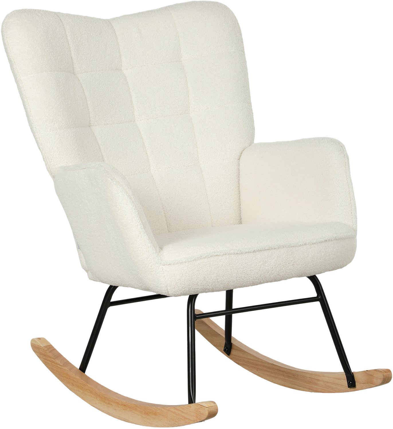 MUVANO Schommelstoel - Moderne fauteuil met unieke bekleding - Ergonomische fauteuil voor een goede houding - Schommelstoel voor ontspanning - 71 x 98 x 101 cm - Comfortabele stoel voor een dutje - Witte kleur