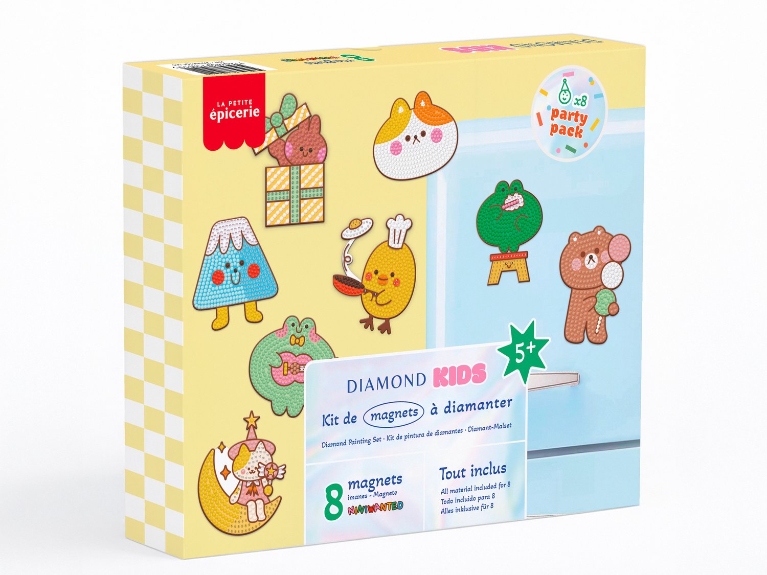 La Petite Épicerie Petit Diamond Kids Party Pack – Diamond Painting Magneten Maken, Knutselset voor 8 Kinderen vanaf 5 Jaar 1