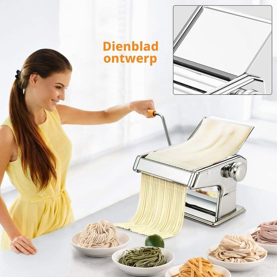 handmatige pastamachine, roestvrijstalen pastasnijder met instelknop voor meerdere dikte-instellingen voor spaghetti noedels lasagne beste pastamachine noodle machine — afbeelding 2