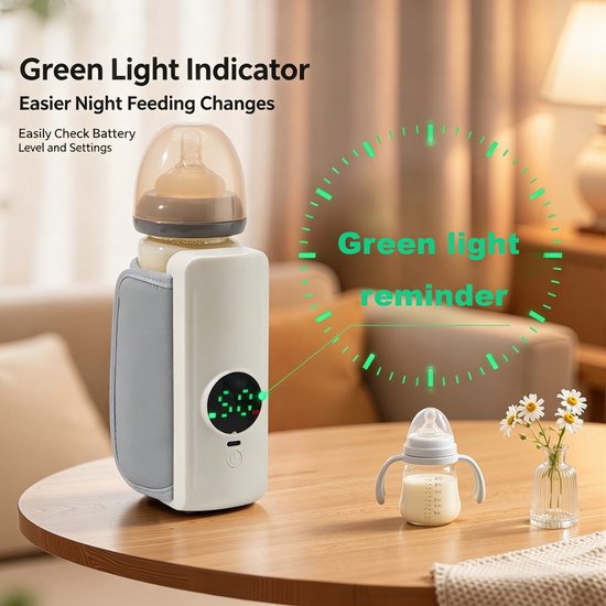 Draagbare flessenwarmer - Onmisbaar voor op reis - Snel opwarmen - Opladen via USB - Temperatuurweergave - 2000 mAh - 18 W - Verwarmt moedermelk en flesvoeding gelijkmatig - Compatibel met vrijwel alle merken flessen - Draadloze verwarming — afbeelding 4