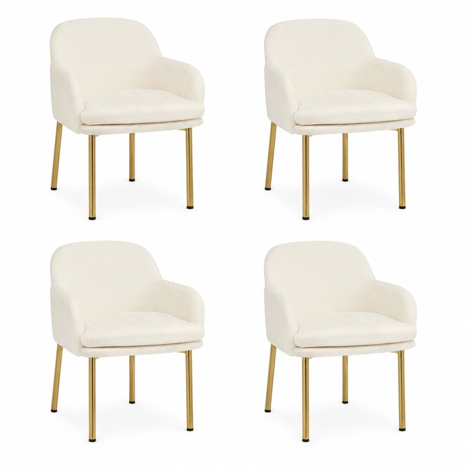 KOMHTOM 4 stuks moderne eetkamerstoelen, gestoffeerde stoelen met armleuningen, in hoogte verstelbaar, draagvermogen tot 125 kg, voor eetkamer, keuken (wit)