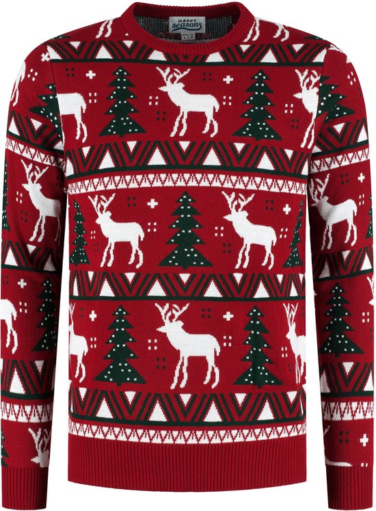 Happy Seasons Foute Kersttrui Dames & Heren - Christmas Sweater - Mannen & Vrouwen "Gezellig Kerst Rood" Maat S/M