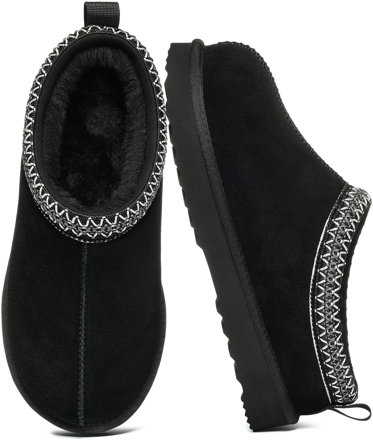 Homaxy Dames Snowboots suède Boots Warme winterschoenen dames Antislip Dunne zool Verdikte voering van imitatiewol – 42 Geschikt voor voetlengte van 26.16cm Zwart