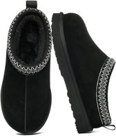 Homaxy - Dames Snowboots - suède Boots - Warme winterschoenen dames - Antislip Dunne zool - Verdikte voering van imitatiewol - Zwart - 42 - Geschikt voor voetlengte van 26.16cm