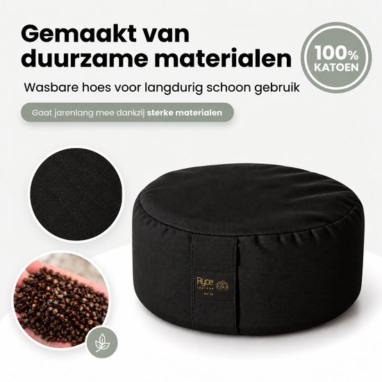 Ryce® MeditatieKussen - Yoga - Katoen - Boekweit - Zwart