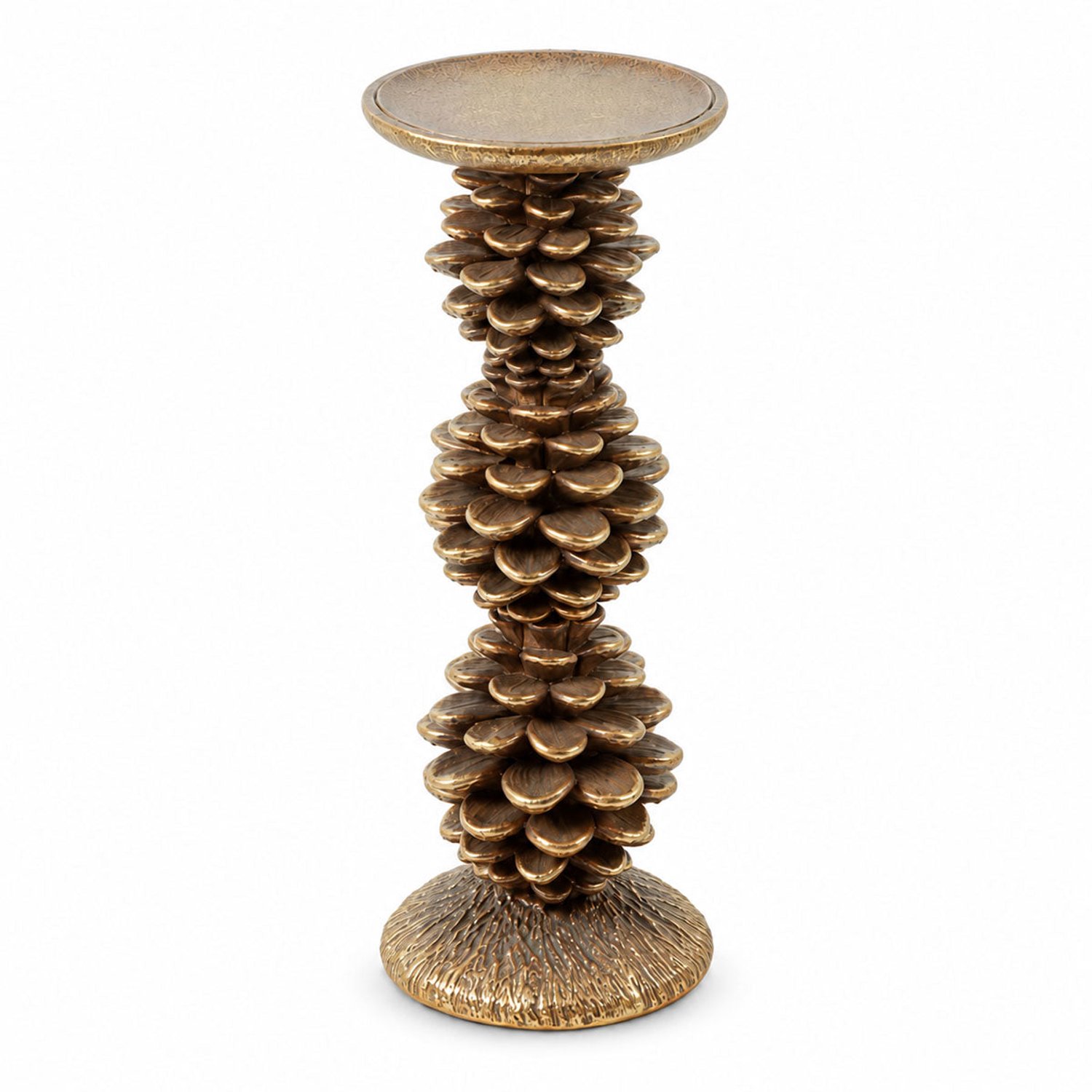 Countryfield - Dennenappels Kandelaar Keramiek - Goud - ⌀ 10 x H 25 cm