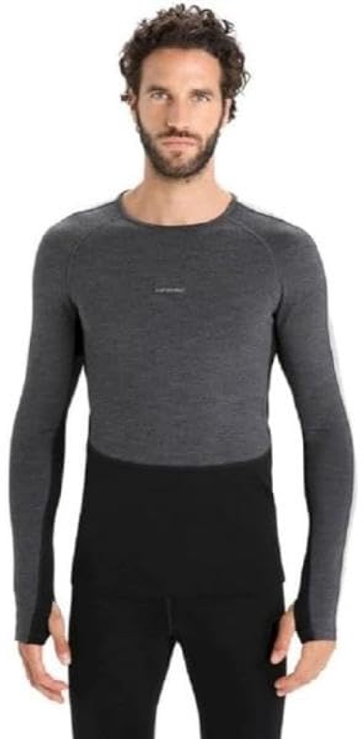 Icebreaker 260 Zoneknit - LS Crewe Heren - Jet Heather/Zwart/Metro Heather - S