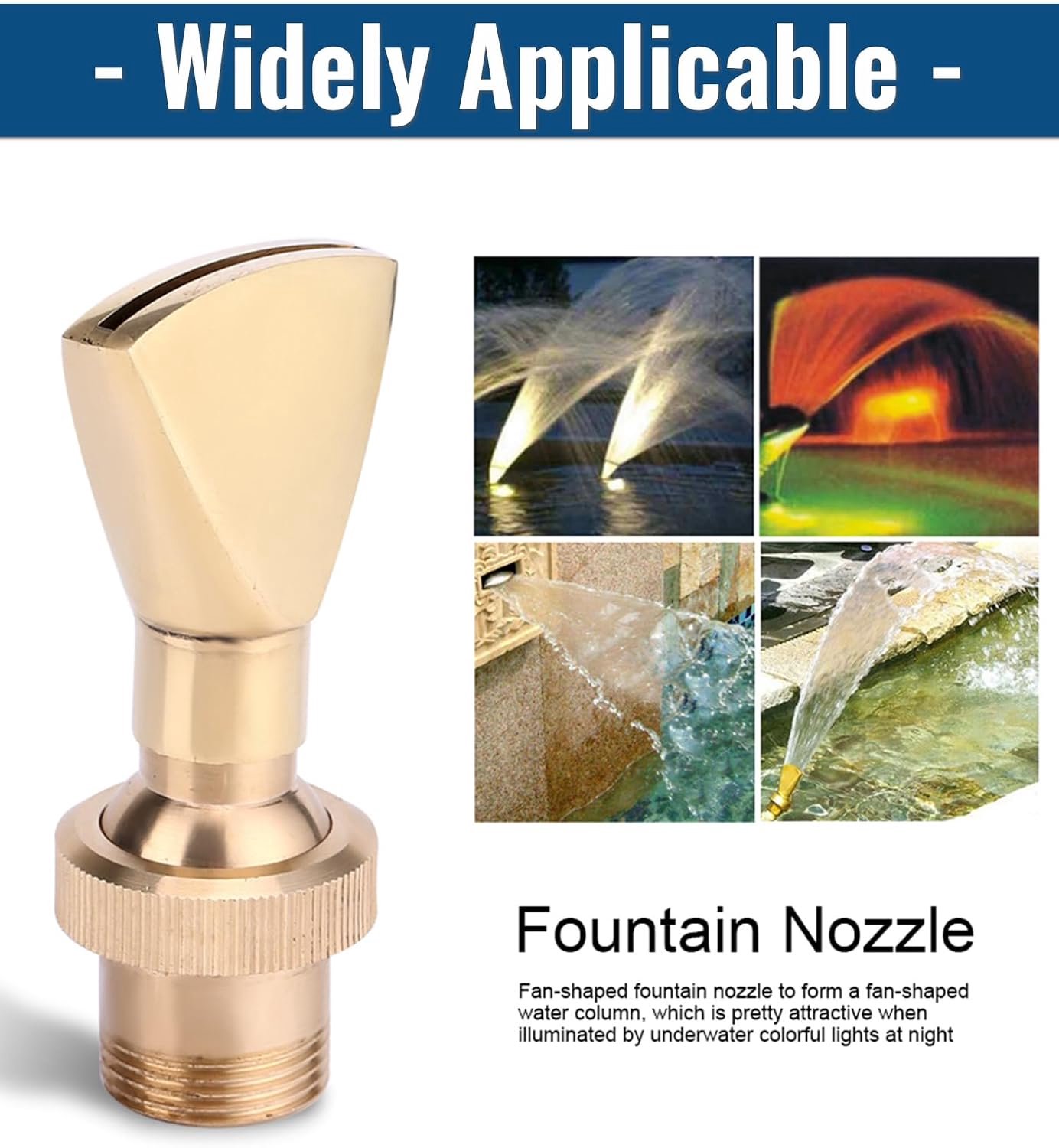 Fonteinsproeier waaiervormig - messing - verstelbare nozzle - ideaal voor tuinvijvers - m-winkel