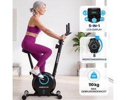 URBOGYM BAY BLUE Hometrainer - Magnetische Fitnessfiets - 8 Weerstandsniveaus - Vliegwiel 3 kg - Max. 110 kg - Blauw