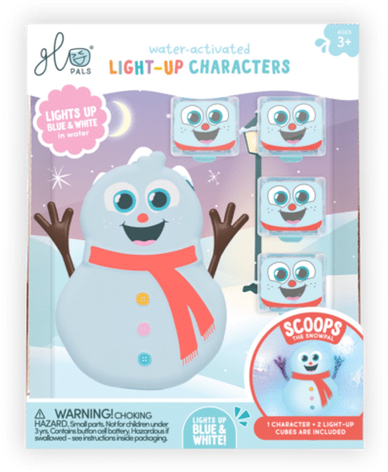 Glo Pals - Character Snow Pal - 4 light-up cubes - sensorisch speelgoed - badspeelgoed - limited edition