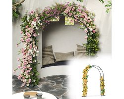 Aufun Metaal Rozenboog 240x140x38cm – Poedercoated Staal Tuinboog – Rozensteun & Tuindecoratie (Donkergroen)