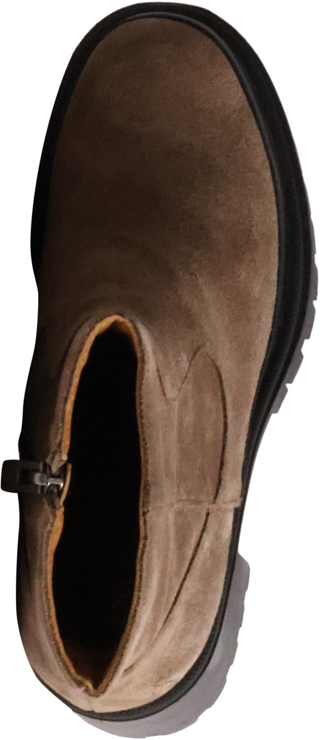 Leren enkellaars in de kleur Olive