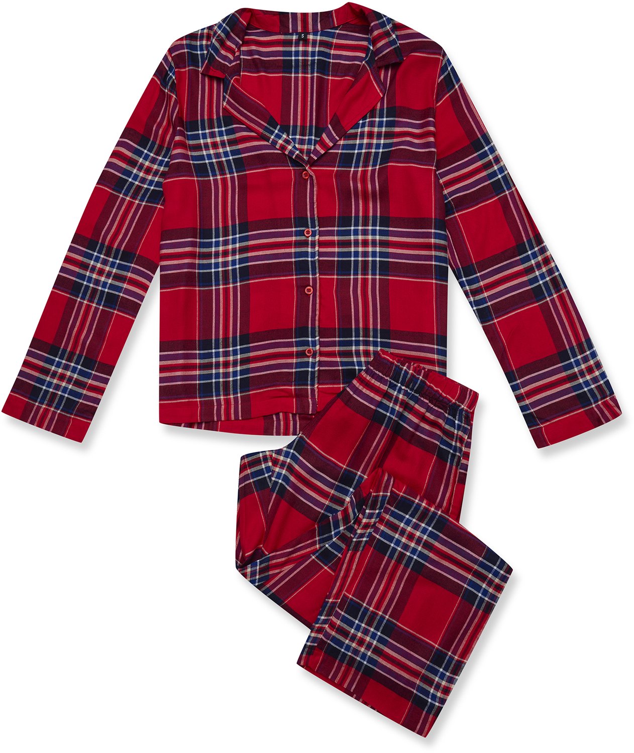 ESOTIQ Jolina - Damespyjamaset - Rood - Geruit - Lange mouwen