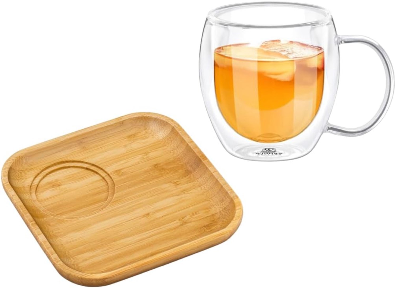 Wilmax Bamboe bord & 2x Theeglas WL-771116/A-WL-888749/A