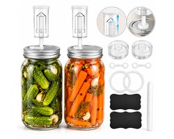 BOTC Fermentatieset voor Mason - 2x 900 ml - Fermentatiepot met brede opening - Inmaak-/Zuurkoolset