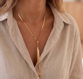 Y-Ketting Dames met Slangenketting - Verstelbare Lasso Ketting met Schuifkraal - 110 cm - Roestvrij Staal - Goudkleurig