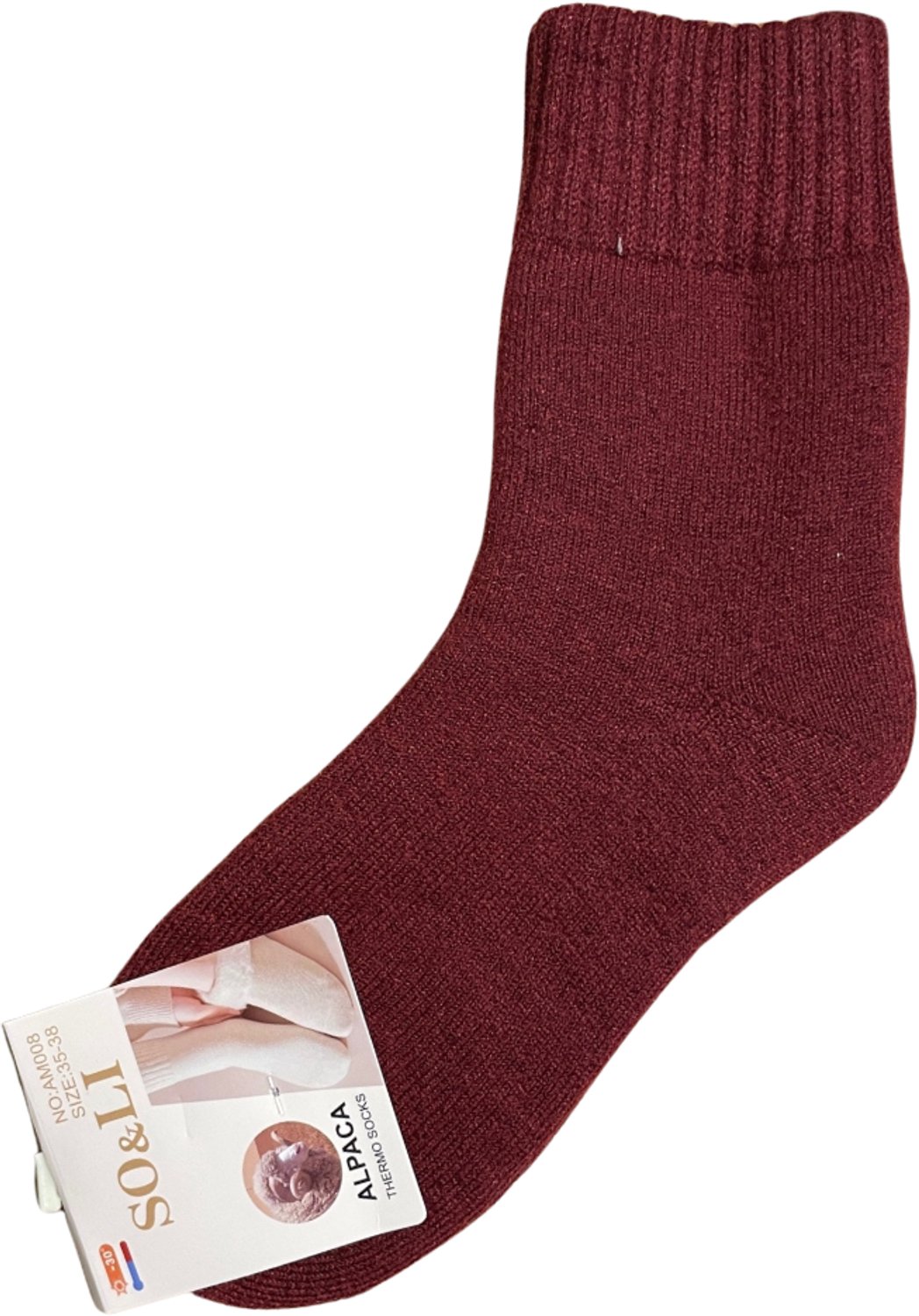 green-goose® Alpaca Damessokken - 1 Paar - Maat 39-42 - Rood - 95% Alpaca Wol - Heerlijk Zacht - Uitstekende Kwaliteit - Lekker Warm en Rekbaar